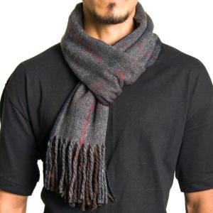 Alpine Swiss Mens Scarf Soft Knit Winter Scarves Plaid Striped or Solid Neck Covering Long Warm Stylish(Hunter Plaid)