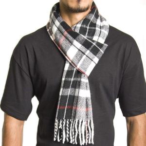 Alpine Swiss Mens Scarf Soft Knit Winter Scarves Plaid Striped or Solid Neck Covering Long Warm Stylish(Red Plaid)