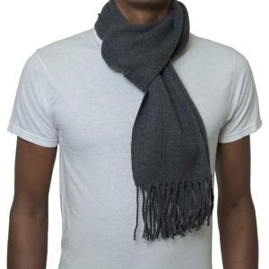Alpine Swiss Mens Scarf Soft Knit Winter Scarves Plaid Striped or Solid Neck Covering Long Warm Stylish(Solid Gray)
