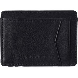 Alpine Swiss RFID Minimalist Oliver Front Pocket Wallet For Men Leather Hampton Collection Glossy Nappa Black(Black)