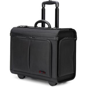 Alpine Swiss Rolling Briefcase Work Overnight Travel Bag Dual Locks Carry on Business Attache Case Black(Black)