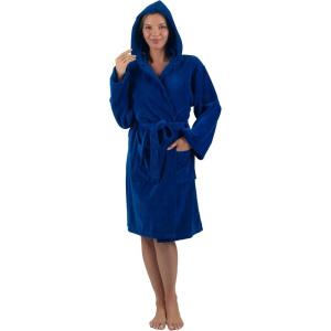 Alpine Swiss Stacy Women Hooded Bathrobe Cotton Terry Cloth Robe for Women Super Absorbent Quick Drying Luxury Hotel Spa Robe(Blue)