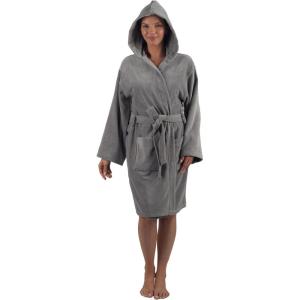 Alpine Swiss Stacy Women Hooded Bathrobe Cotton Terry Cloth Robe for Women Super Absorbent Quick Drying Luxury Hotel Spa Robe(Gray)