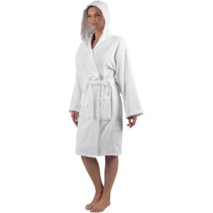 Alpine Swiss Stacy Women Hooded Bathrobe Cotton Terry Cloth Robe for Women Super Absorbent Quick Drying Luxury Hotel Spa Robe(White)
