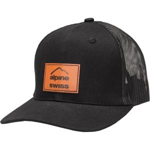Alpine Swiss Trucker Hat Snapback Mesh Back Cap Adjustable Breathable Casual Baseball Cap(Black)