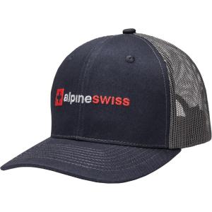 Alpine Swiss Trucker Hat Snapback Mesh Back Cap Adjustable Breathable Casual Baseball Cap(Embroidered Navy)