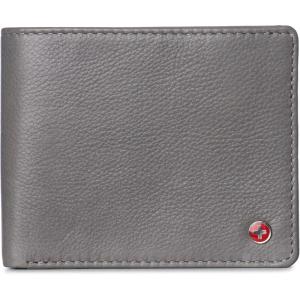 Alpine Swiss Wallet for Men Nolan Commuter Bifold Dual ID Windows for License Work Badge RFID Protection Divided Bill Section Gift Boxed Gray
