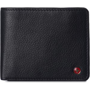 Alpine Swiss Wallet for Men Nolan Commuter Bifold Dual ID Windows for License Work Badge RFID Protection Divided Bill Section Gift Boxed Nubuck Black(Black)