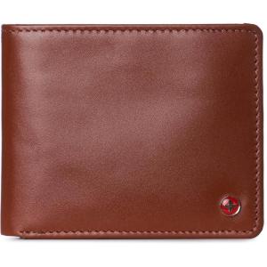 Alpine Swiss Wallet for Men Nolan Commuter Bifold Dual ID Windows for License Work Badge RFID Protection Divided Bill Section Gift Boxed Nubuck Black(Smooth Finish Tan)