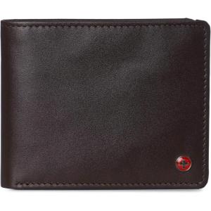 Alpine Swiss Wallet for Men Nolan Commuter Bifold Dual ID Windows for License Work Badge RFID Protection Divided Bill Section Gift Boxed Nubuck Black(Smooth Finish Brown)