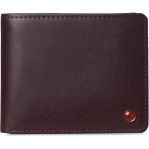 Alpine Swiss Wallet for Men Nolan Commuter Bifold Dual ID Windows for License Work Badge RFID Protection Divided Bill Section Gift Boxed Nubuck Black(Smooth Finish Burgundy)