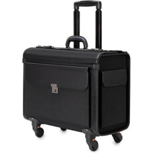 Alpine Swiss Wheeled Briefcase | Rolling Briefcase Locking Telescopic Handle 4 Replaceable Wheels | Pilot Lawyer Litigator Attache Case | 17” Laptop Compartment | Dual Combo Locks | Organizer Pockets(Black)