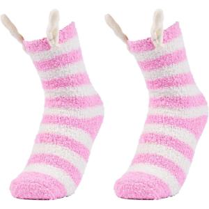 Alpine Swiss Womens Fuzzy Socks Warm Fluffy Slipper Socks with Gift Bow(Pink Stripes)
