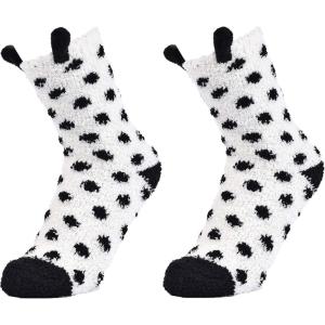 Alpine Swiss Womens Fuzzy Socks Warm Fluffy Slipper Socks with Gift Bow(Polka Dot)
