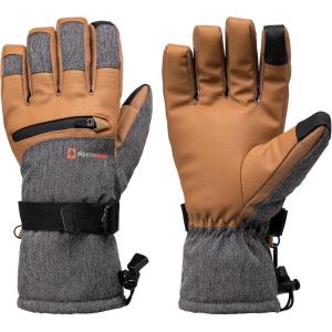 Alpine Swiss Mens Waterproof Snow Ski Gloves Gauntlet Mittens with Zipper Pockets Winter Snowboarding Windproof 3M Thinsulate(Tan Glove)
