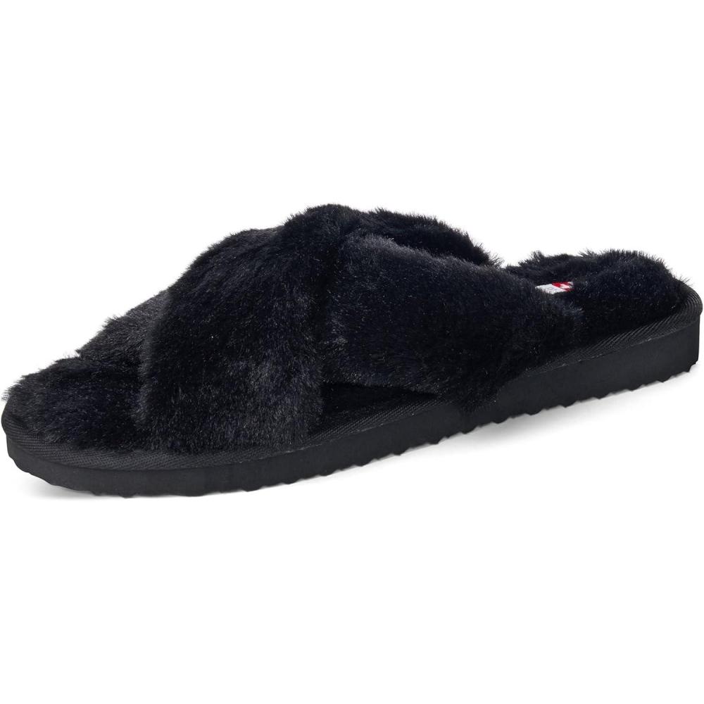 image:imageAlpine Swiss Fiona Womens Fuzzy Fluffy Faux Fur Slippers Memory Foam Indoor House ShoesBlack