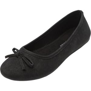 Alpine Swiss Polly Womens Ballet Flats Runs Small Vegan Leather Slip On Round Toe Shoes with Bow Comfortable Cushioned Work Casual Dress Flats(Black)