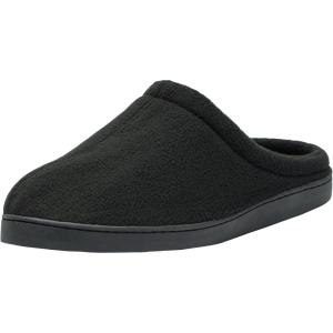 Alpine Swiss Wide Mens Fleece Clog Slippers | Wide Width Slip-On House Shoes with Memory Foam | Cozy Durable Indoor Comfort(Black)