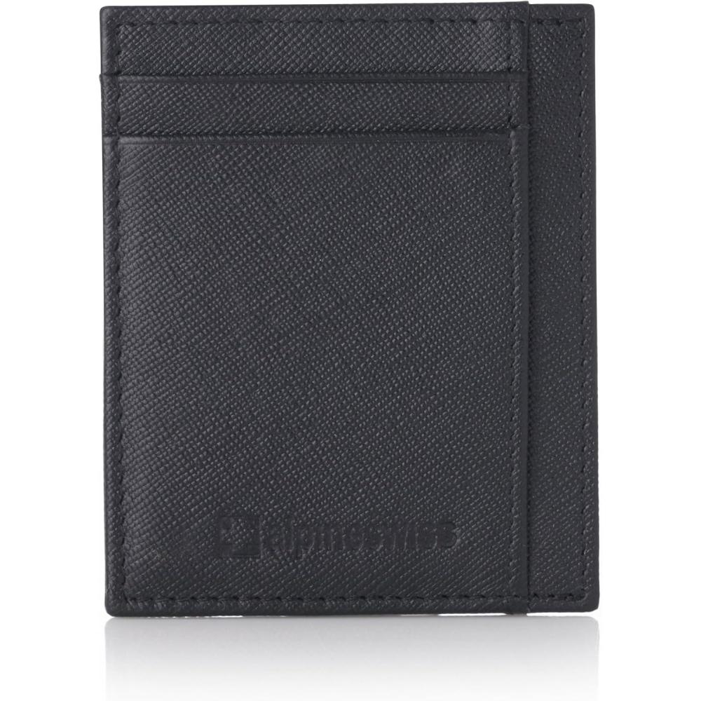 image:imageAlpine Swiss Mens RFID Wallet  Slim Minimalist Front Pocket ID Card Case  Genuine Leather  4 Card Slots  RFID BlockingCrosshatch Black