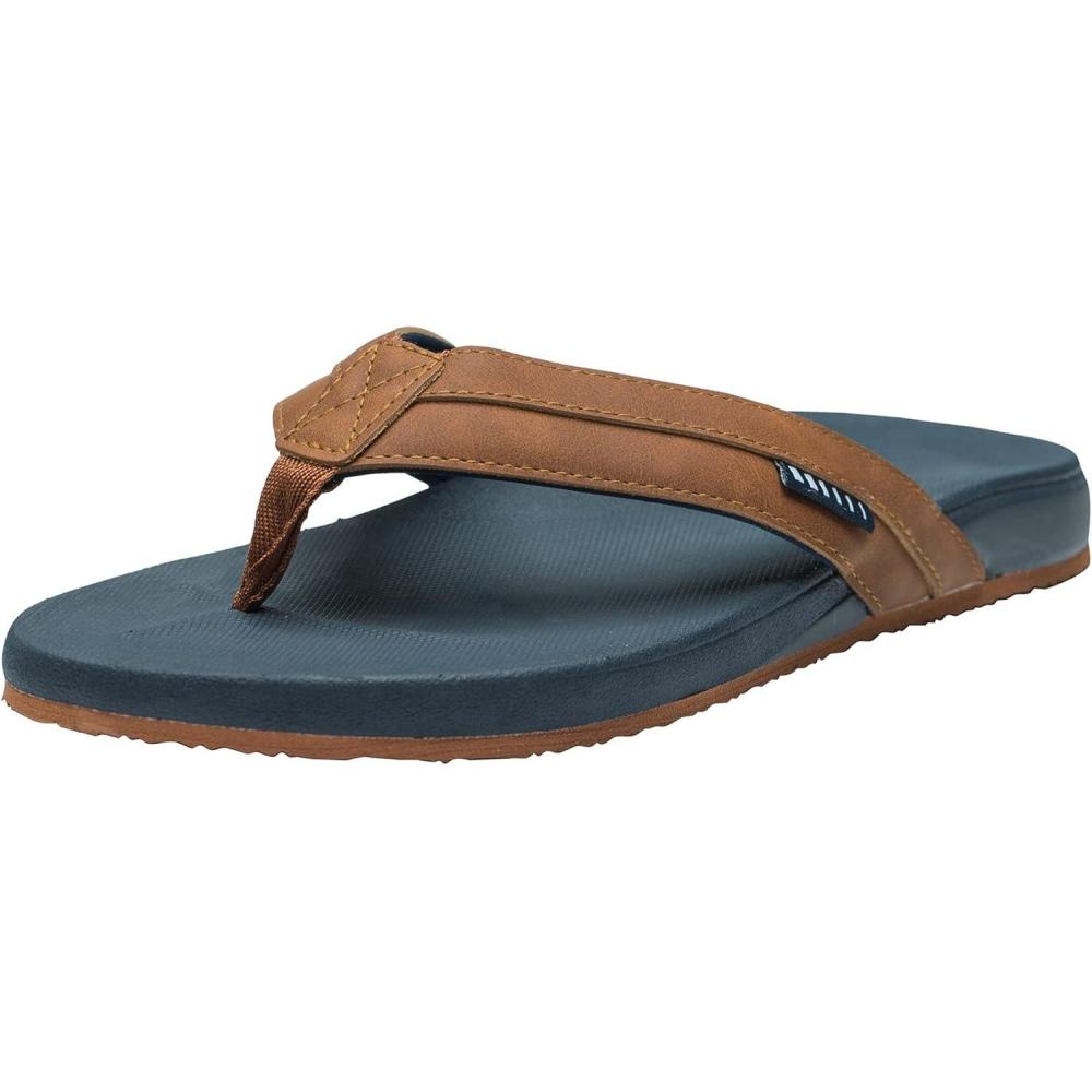image:imageAlpine Swiss Trey Mens Flip Flops  Cushioned Thong Beach Sandals for Men  NonSlip Soles Mens Shoes Everyday Wear  Arch Support amp Heel Cupping  Durable Treaded Sole  Faux Leather Strap SandalsBlack