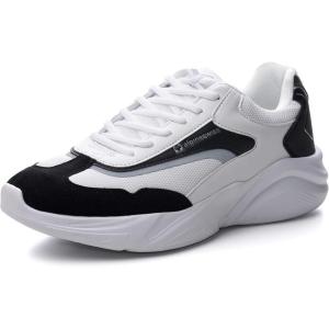 Alpine Swiss Stuart Mens Chunky Fashion Sneakers, Black White, 8