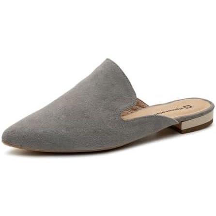 image:imageAlpine Swiss Diane Womens Leather Mules Pointed Toe Slip On Flats Backless Loafers Comfort Dressy Business Casual Work ShoesGray Suede