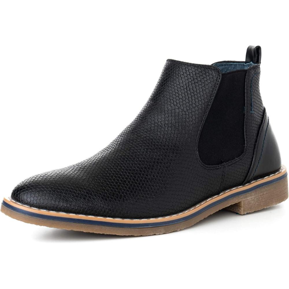 image:imageAlpine Swiss Mens Nash Chelsea Boots Snakeskin Ankle Boot Genuine Leather LinedNavy