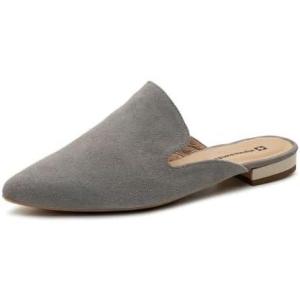 Alpine Swiss Diane Womens Leather Mules Pointed Toe Slip On Flats Backless Loafers Comfort Dressy Business Casual Work Shoes(Cream Leather)