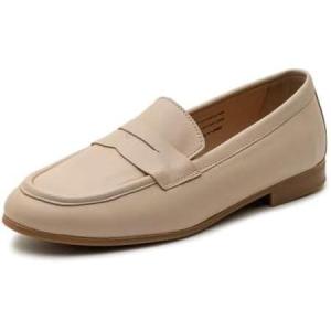 Alpine Swiss Helen Womens Leather Penny Loafers Comfortable Slip On Flat Shoes Dressy Professional Office Work Flats(Gray Suede)