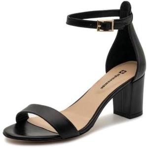 Alpine Swiss Janet Womens Leather Ankle Strap Low Heel Sandals Open Toe Strappy Chunky Heels Comfort Dressy Pumps Party Shoes(Black Suede)