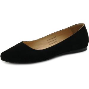 Alpine Swiss Julia Womens Leather Pointed Toe Ballet Flats Comfortable Slip On Shoes Business Casual Dressy Work Flats(Black Suede)