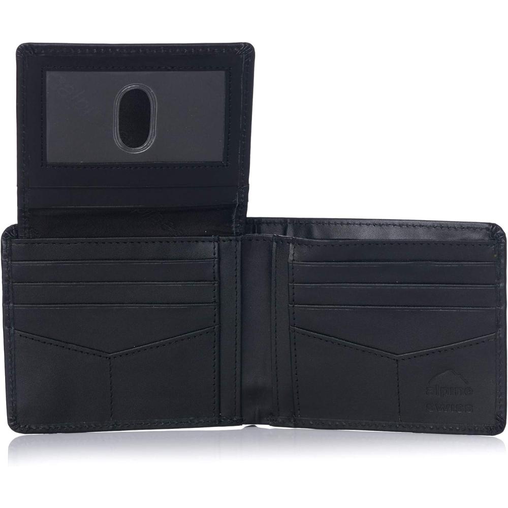 image:imageAlpine Swiss RFID Mathias Mens Wallet Deluxe Capacity Passcase Bifold With Divided Bill Section Camden Collection Comes in a Gift Box