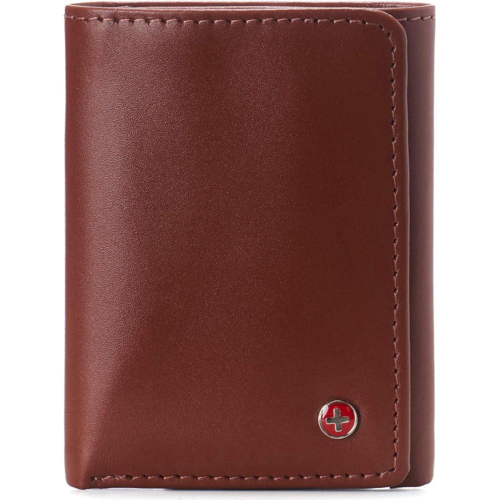image:imageAlpine Swiss Leon Mens RFID Blocking Trifold Wallet Smooth Leather Comes in Gift Box TanTan