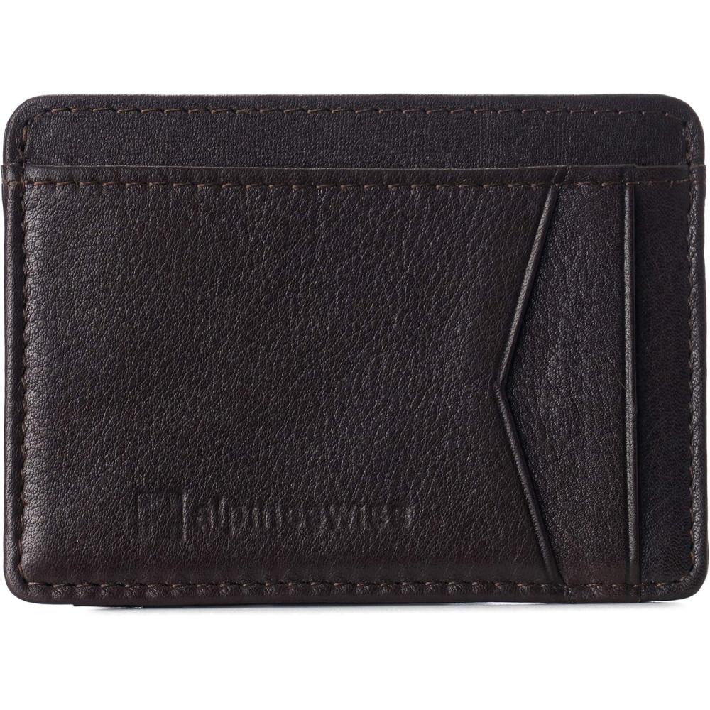 image:imageAlpine Swiss RFID Minimalist Oliver Front Pocket Wallet For Men Leather Hampton Collection Nubuck TanBrown