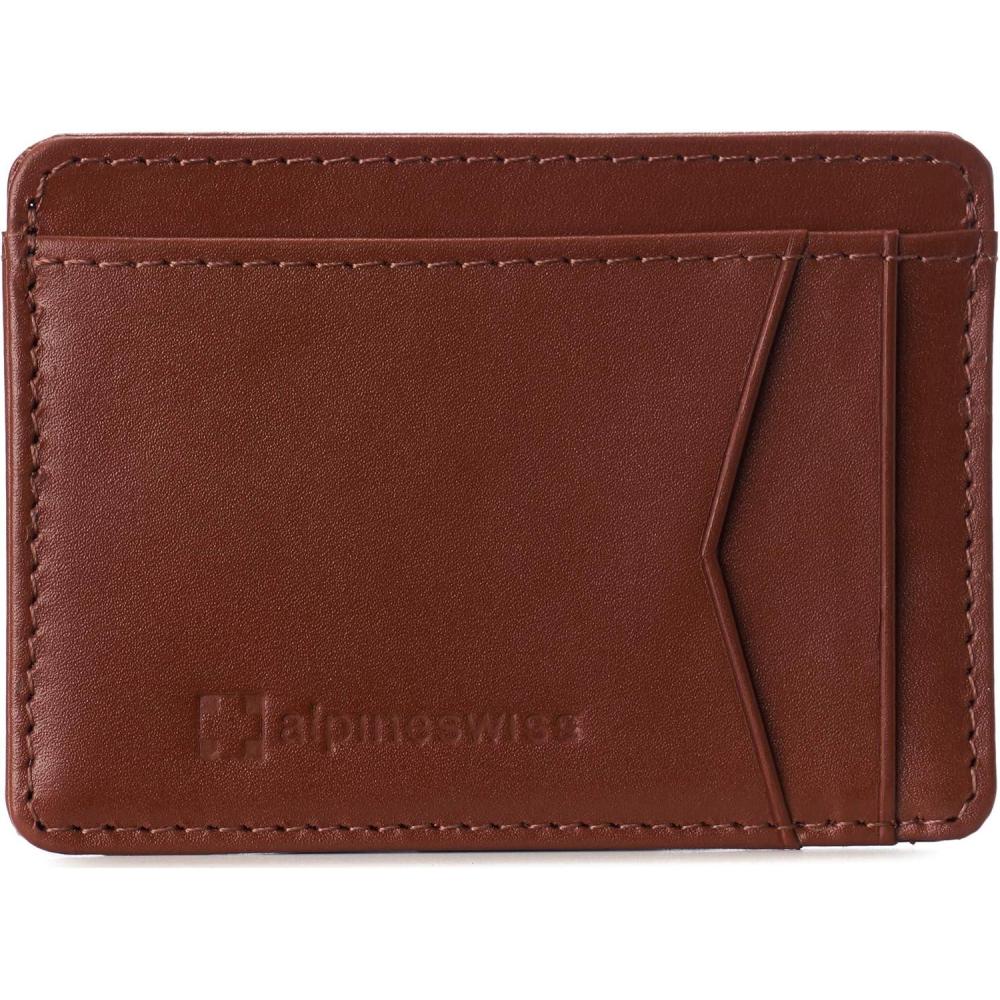 image:imageAlpine Swiss RFID Minimalist Oliver Front Pocket Wallet For Men Leather Hampton Collection Nubuck TanSmooth Finish Tan