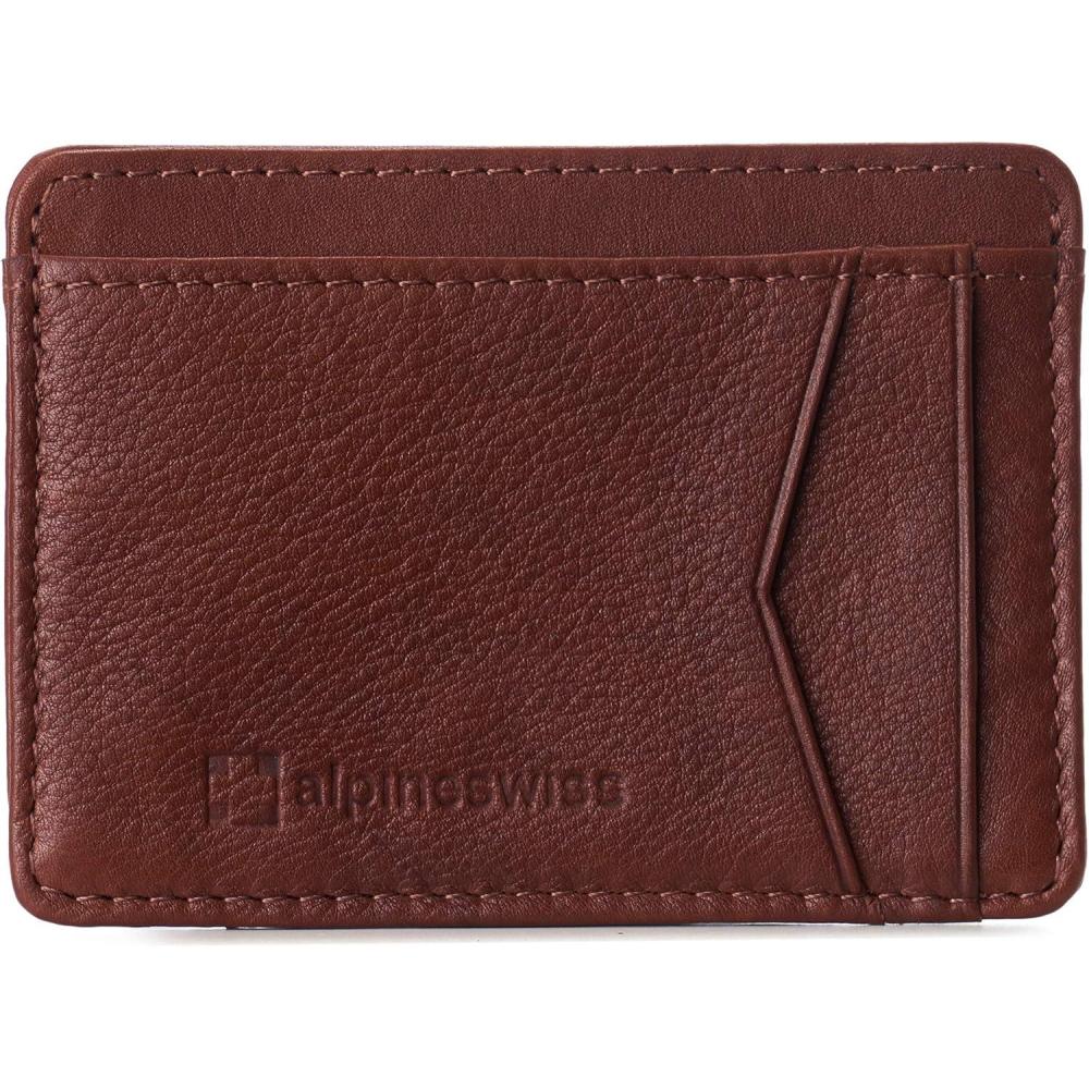 image:imageAlpine Swiss RFID Minimalist Oliver Front Pocket Wallet For Men Leather Hampton Collection Nubuck TanTan