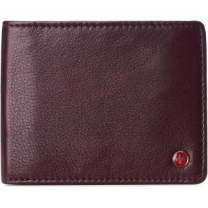 Alpine Swiss Connor Executive Bifold Wallet | Business Passcase for Men | Premium Leather | Dual ID Windows | RFID Blocking | Gift Box Included Soft Nappa Burgundy
