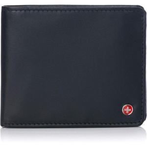 Alpine Swiss RFID Luka Men’s Flip ID Wallet Deluxe Capacity ID Bifold With Divided Bill Section Camden Collection Smooth Finish Black Comes in a Gift Box(Smooth Finish Black)