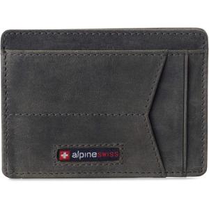 Alpine Swiss RFID Minimalist Oliver Front Pocket Wallet For Men Leather Hampton Collection Nubuck Tan(Nubuck Gray)