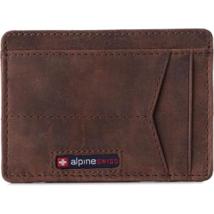 Alpine Swiss RFID Minimalist Oliver Front Pocket Wallet For Men Leather Hampton Collection Nubuck Tan(Nubuck Tan)