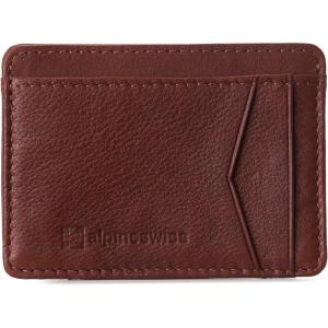 Alpine Swiss RFID Minimalist Oliver Front Pocket Wallet For Men Leather Hampton Collection Nubuck Tan(Tan)